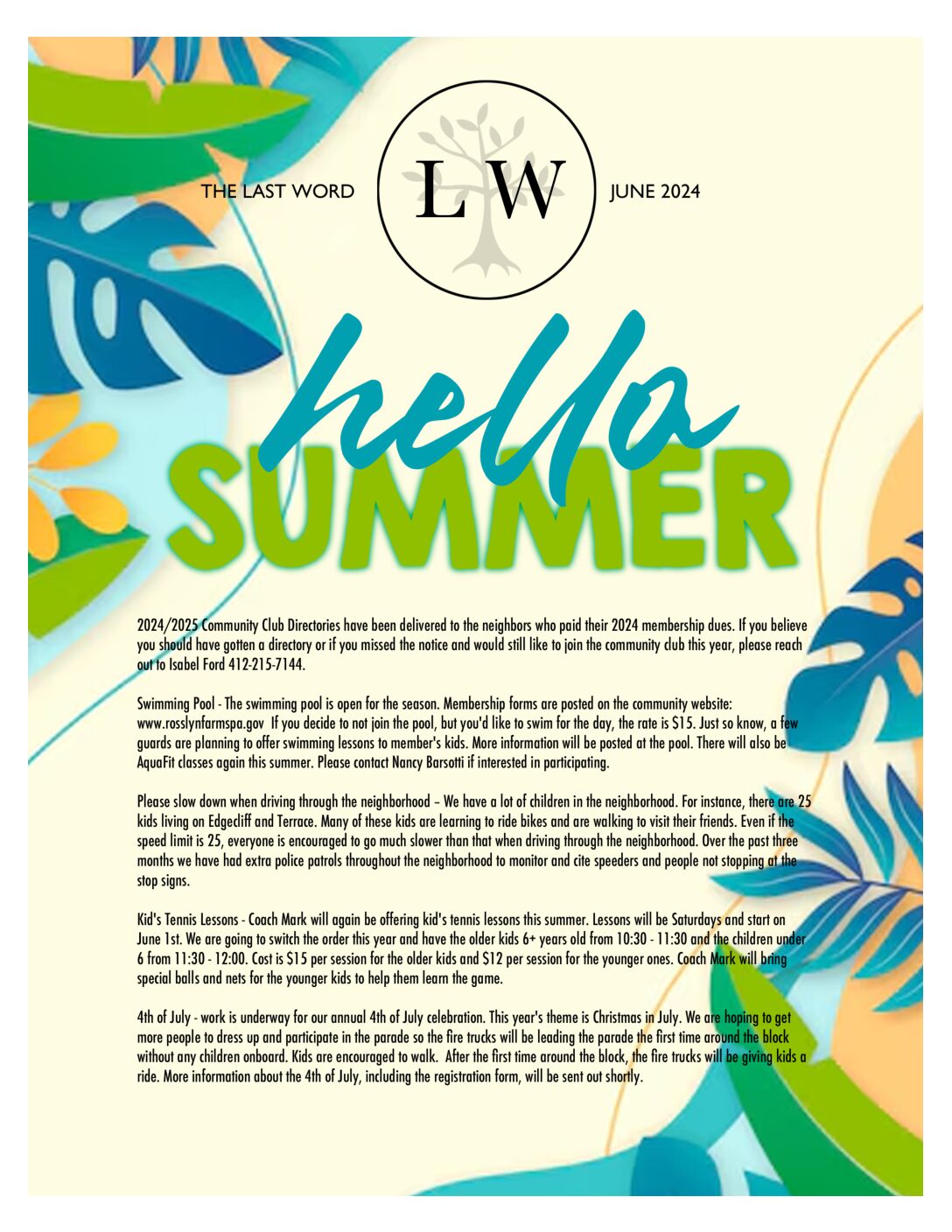 Thumbnail of the first page of 'Newsletter – June  2024'